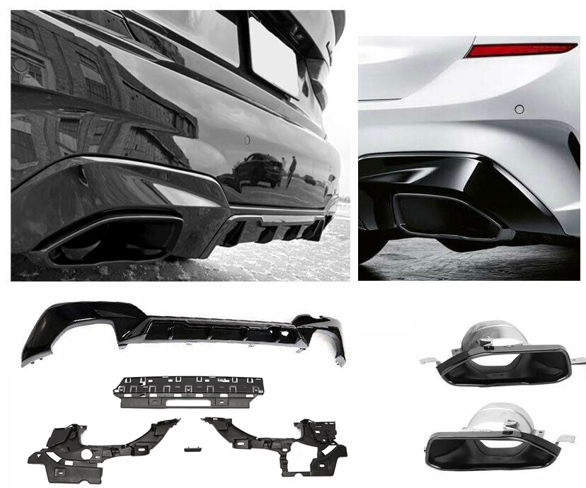 Diffusore Posteriore con Terminali Scarico Nero per BMW Serie 3 M340I G20