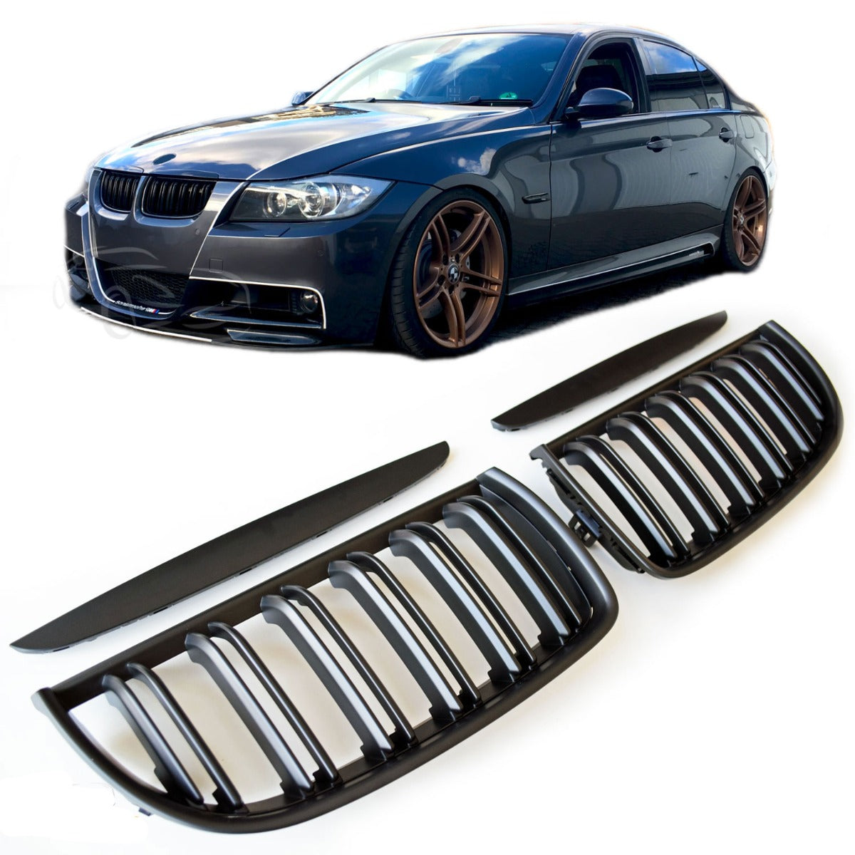 Griglia Nero Opaco per BMW Serie 3 E90 E91 2005-2008