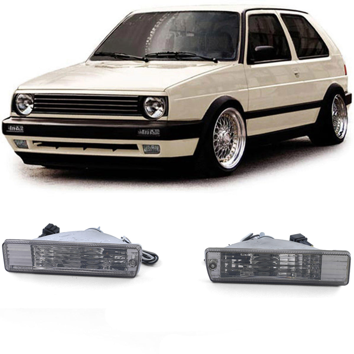Frecce Vetro Trasparente Fumé con Luci di Posizione per Volkswagen Golf 2 GL