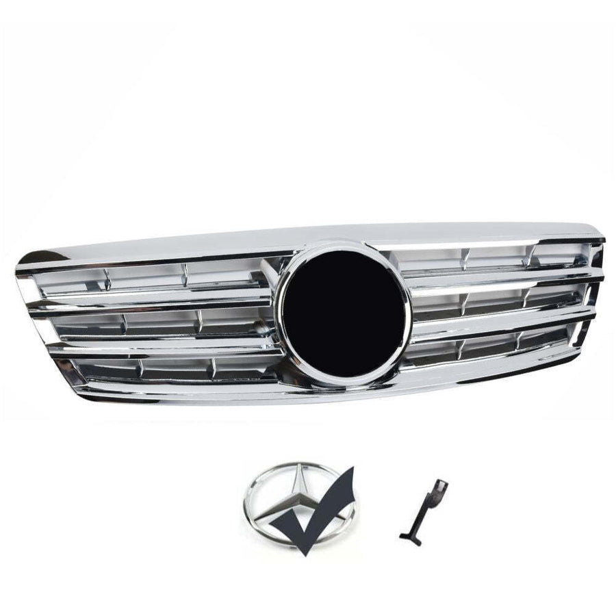 per Mercedes C W203 2000-2007 Griglia Radiatore Cromata Look AMG