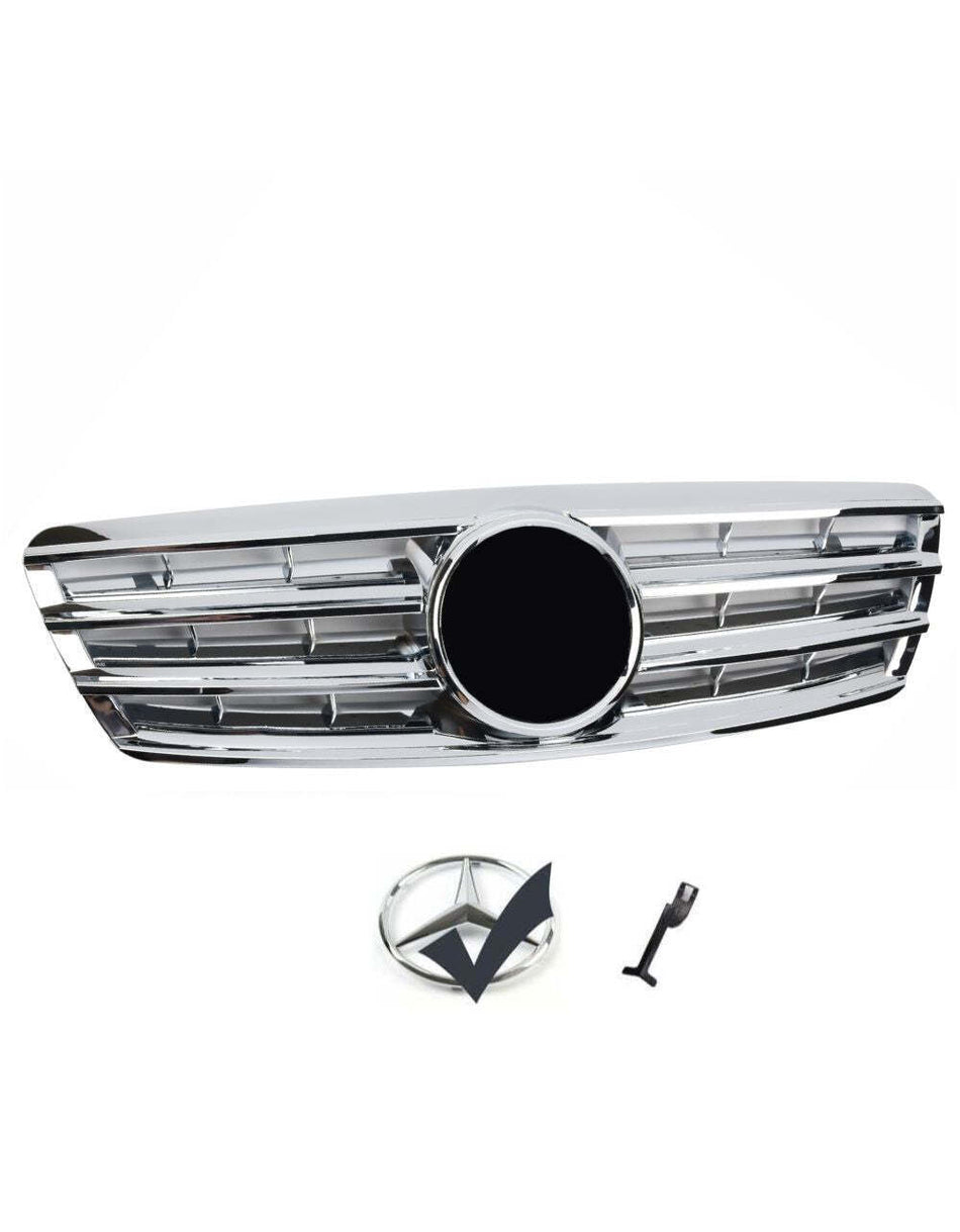 per Mercedes C W203 2000-2007 Griglia Radiatore Cromata Look AMG