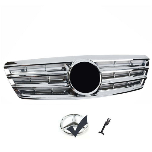 per Mercedes C W203 2000-2007 Griglia Radiatore Cromata Look AMG