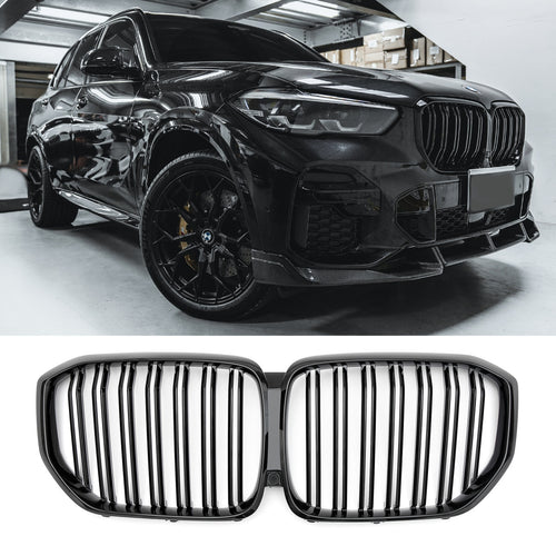 per BMW X5 G05 GRIGLIA DEL RADIATORE DOPPIA STAFFA NERA LUCIDA 2018-2023