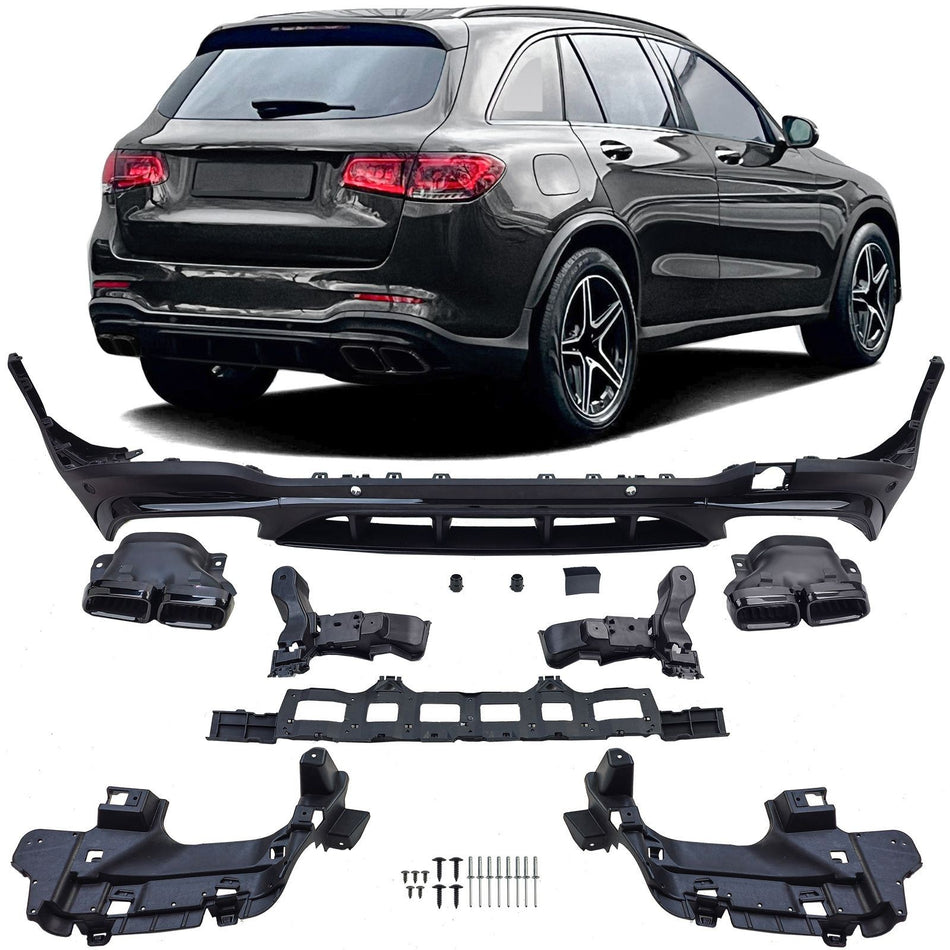 DIFFUSORE POSTERIORE AMG + 2 TERMINALI AMG per MERCEDES GLC X253 2019-2022