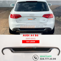 DIFFUSORE 🔥S4 look per AUDI A4 B8 2007-2012 POSTERIORE SOTTO PARAURTI ABS OPACO