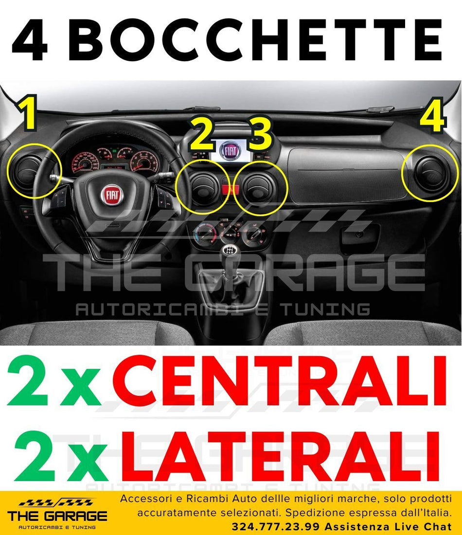 Set 4x Completo 2 LATERALI + 2 CENTRALI Bocchette Aria Fiat Fiorino Doblo Nemo