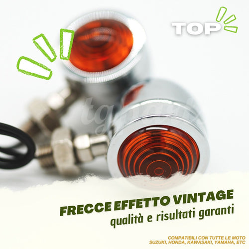 KIT Luci Tonde CROMATE Frecce per Moto Honda Suzuki Honda Yamaha Kawasaki