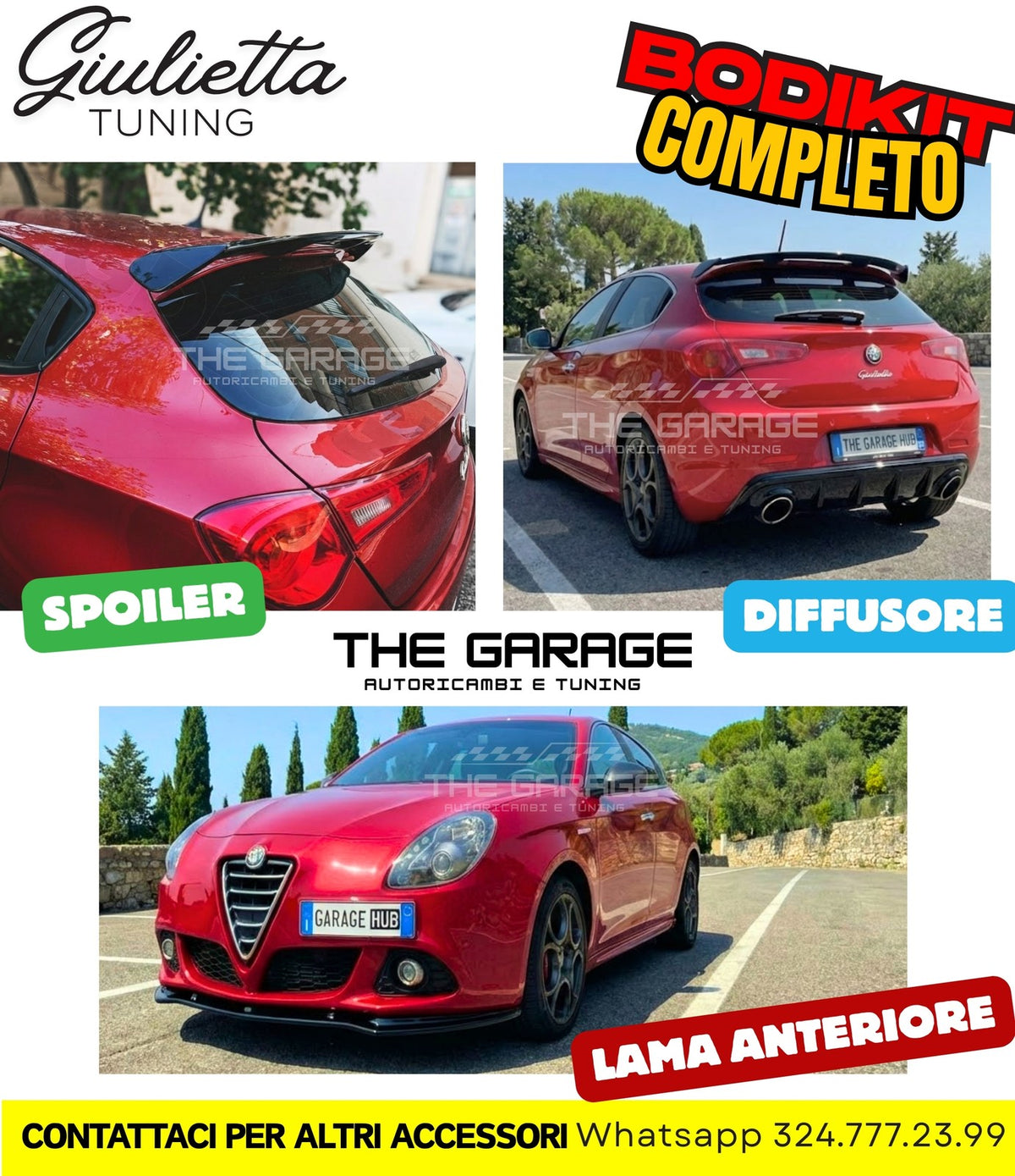 Bodykit Completo per Giulietta SPOILER + DIFFUSORE + LAMA / Stile Quadrifoglio