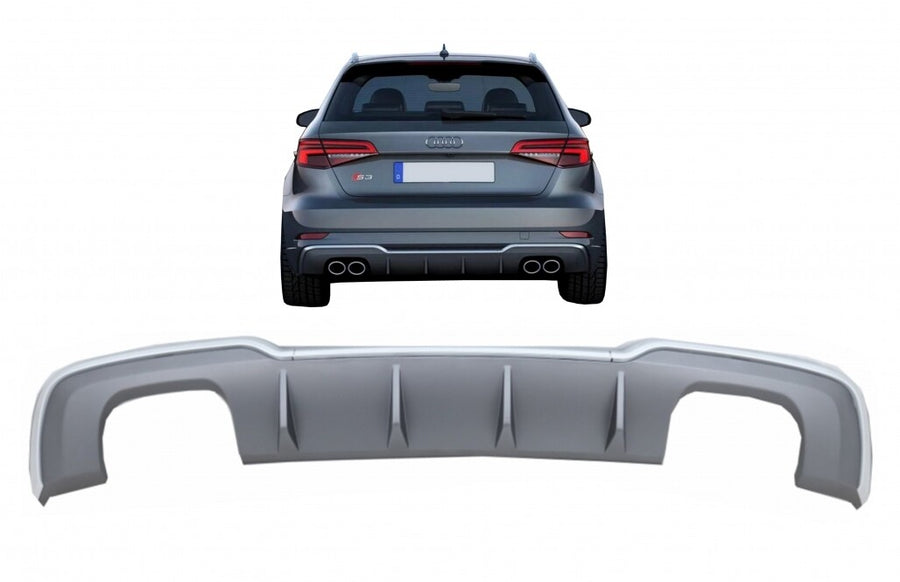DIFFUSORE RS3 LOOK per Audi A3 8V SPORTBACK dal 2016-2019 (SOLO PER S-LINE) silv