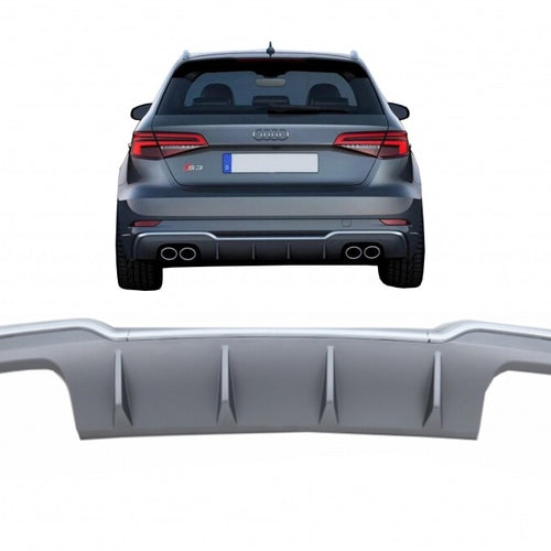DIFFUSORE RS3 LOOK per Audi A3 8V SPORTBACK dal 2016-2019 (SOLO PER S-LINE) silv