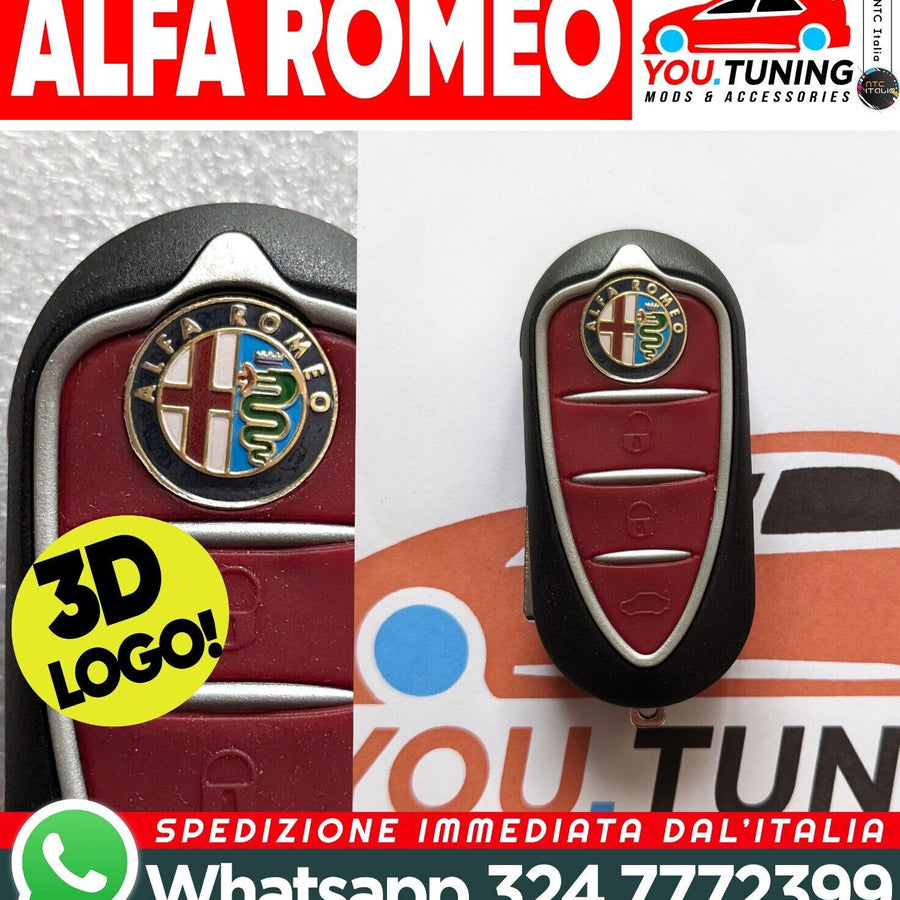GUSCIO CHIAVE TELECOMANDO 3 TASTI PER ALFA ROMEO,MITO GIULIETTA +LOGO-3D