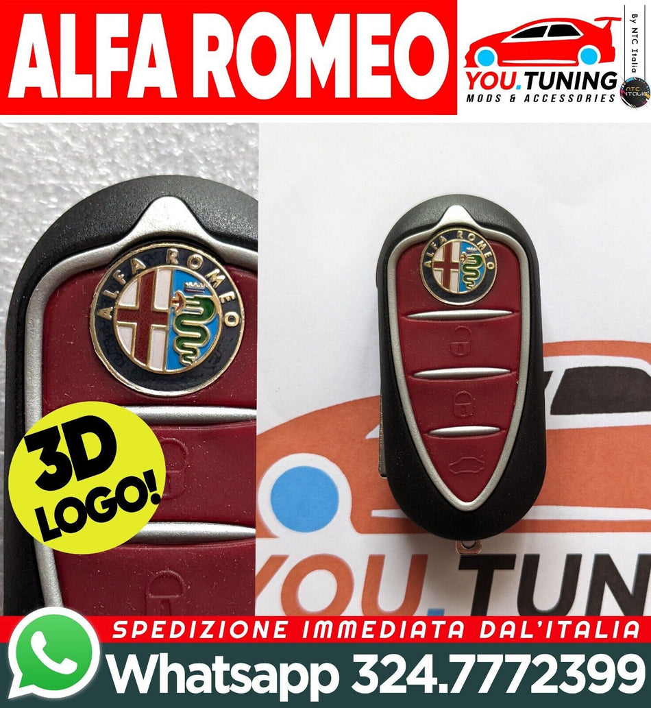 GUSCIO CHIAVE TELECOMANDO 3 TASTI PER ALFA ROMEO,MITO GIULIETTA +LOGO-3D