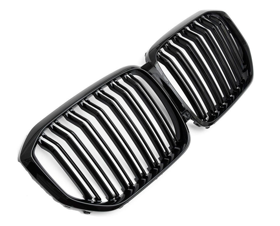per BMW X5 G05 GRIGLIA DEL RADIATORE DOPPIA STAFFA NERA LUCIDA 2018-2023