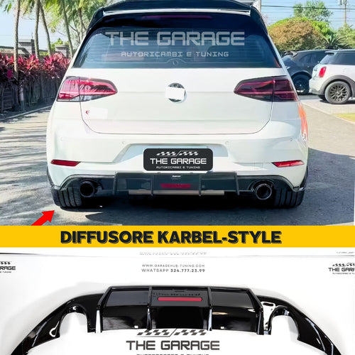 DIFFUSORE Modello KARBEL con LED per VW GOLF 7 fino al 2017 Nero Lucido