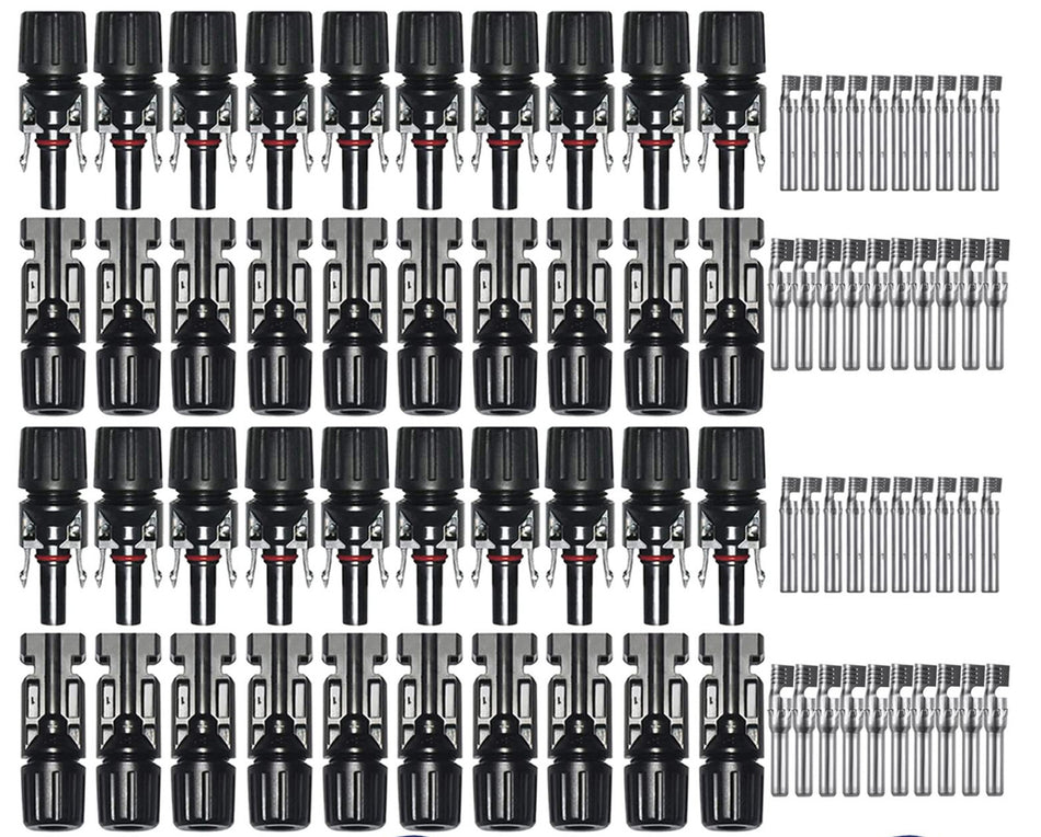 40 Connettori (20 Coppie) 30A Maschio Femmina Pannelli Solari Fotovoltaici - TOP