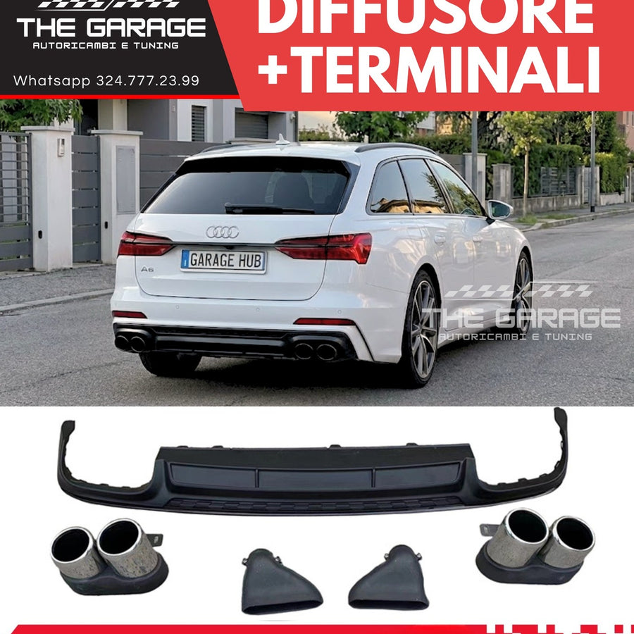 DIFFUSORE POSTERIORE S6 Design + TERMINALI per AUDI A6 (solo S-LINE) dal 2019