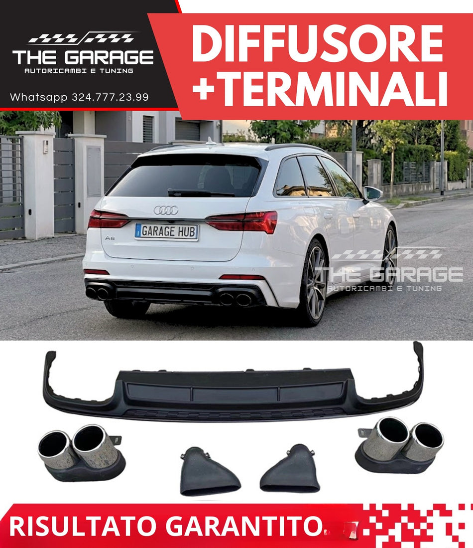 DIFFUSORE POSTERIORE S6 Design + TERMINALI per AUDI A6 (solo S-LINE) dal 2019