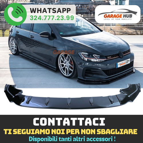 LAMA ANTERIORE Sotto paraurti per VW GOLF 7 7.5 GTI, GTD,  R Nero Lucido
