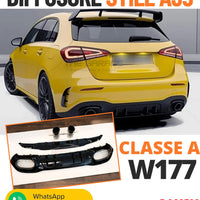 PER MERCEDES CLASSE A W177 AMG A35 - DIFFUSORE POSTERIORE ABS + TERMINALI