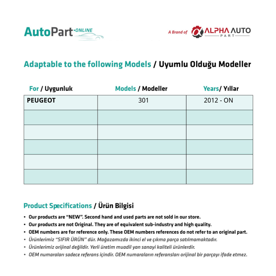 Ugello spruzzo acqua per Peugeot 301