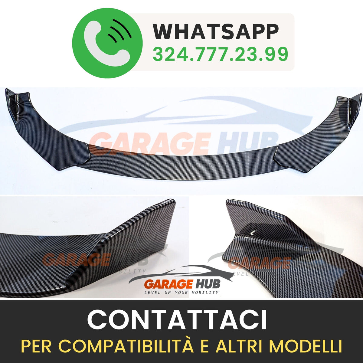 SOTTO PARAURTI RESA WOW! *CARBON* TUNING per AUDI A1 A3 A4 A5 Q3 RS S LINE – vista 7