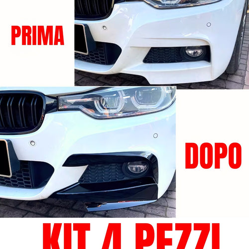 KIT 4 PEZZI Flaps Fendinebbia + LATERALI per BMW Serie 3 F30 F31 F35 (M SPORT)