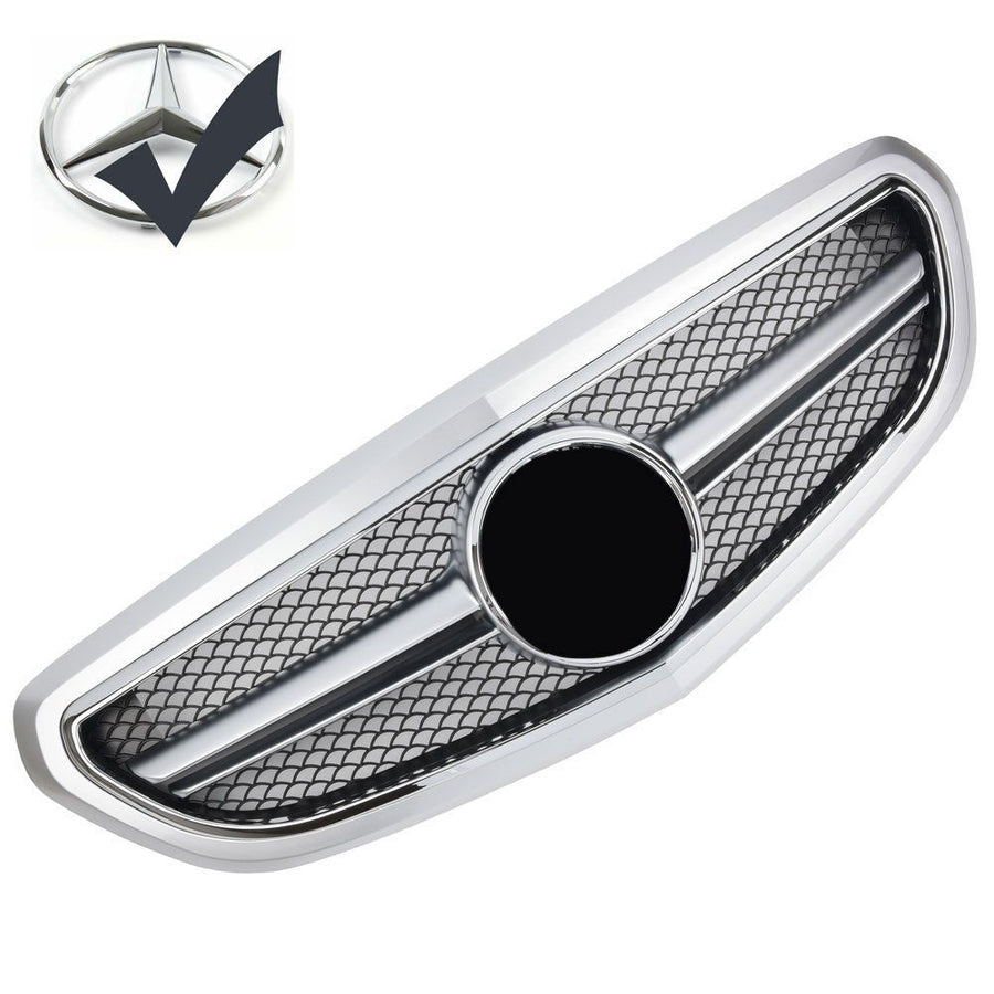 Griglia sportiva per Mercedes W212 S212 E DAL 2013 AVANTGARDE AMG LOOK SILVER