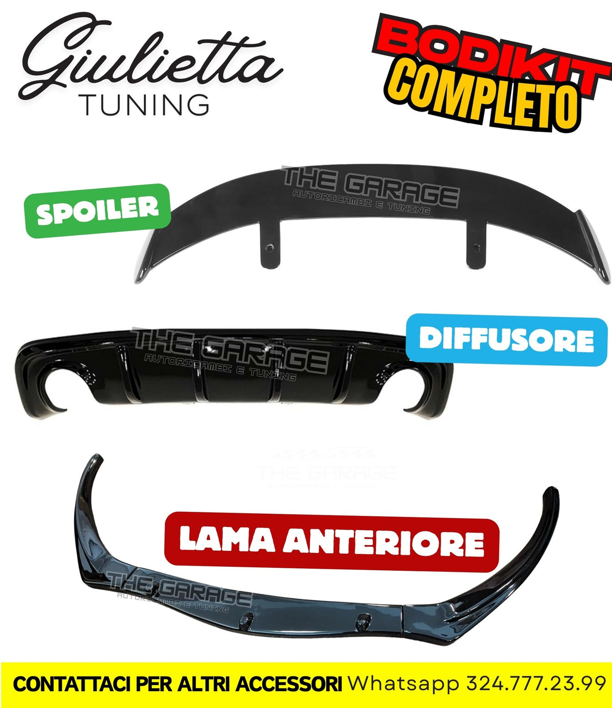 Bodykit Completo per Giulietta SPOILER + DIFFUSORE + LAMA / Stile Quadrifoglio – vista 2