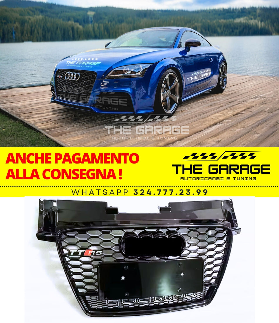 Per AUDI TT 2007-2014 -> GRIGLIA a Nido d'Ape "LOOK RS" NERO LUCIDO COME DA FOTO