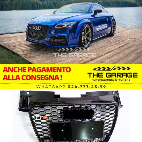 Per AUDI TT 2007-2014 -> GRIGLIA a Nido d'Ape "LOOK RS" NERO LUCIDO COME DA FOTO