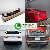 DIFFUSORE *RS-5 LOOK* per AUDI A5 dal 2017 per paraurti SLINE NERO LUCIDO ABS