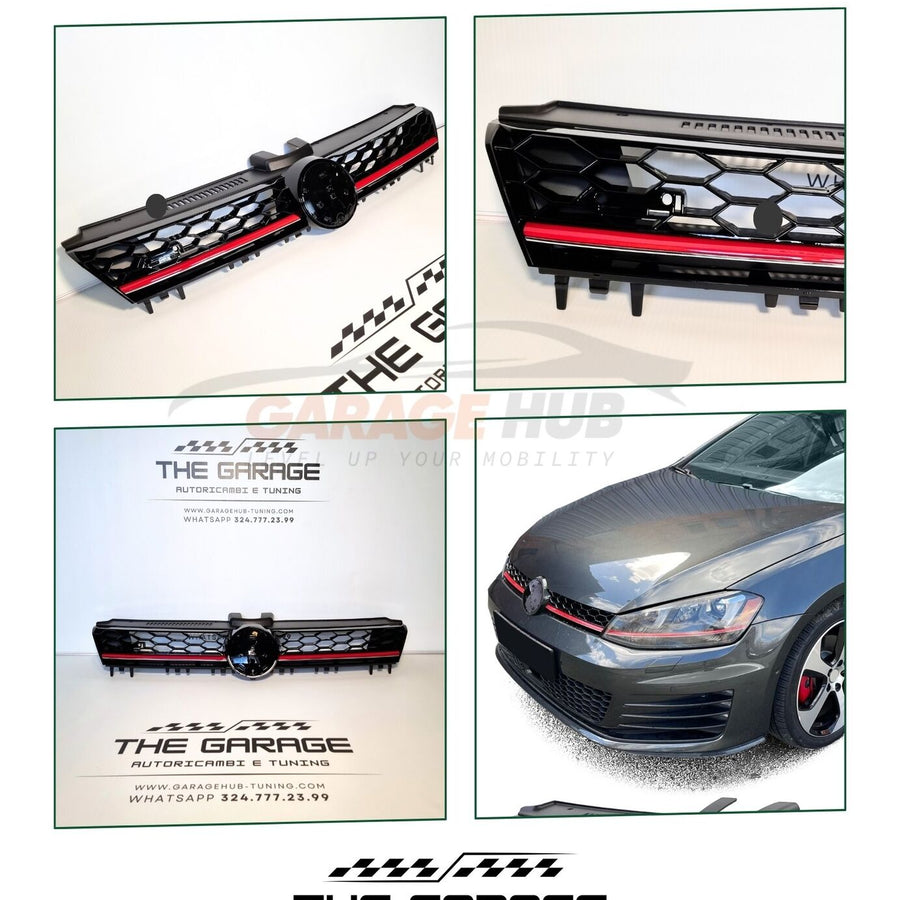 Griglia a NIDO d'APE per GOLF 7 12-17 Mascherina SPORT / Nero con Linea Rossa