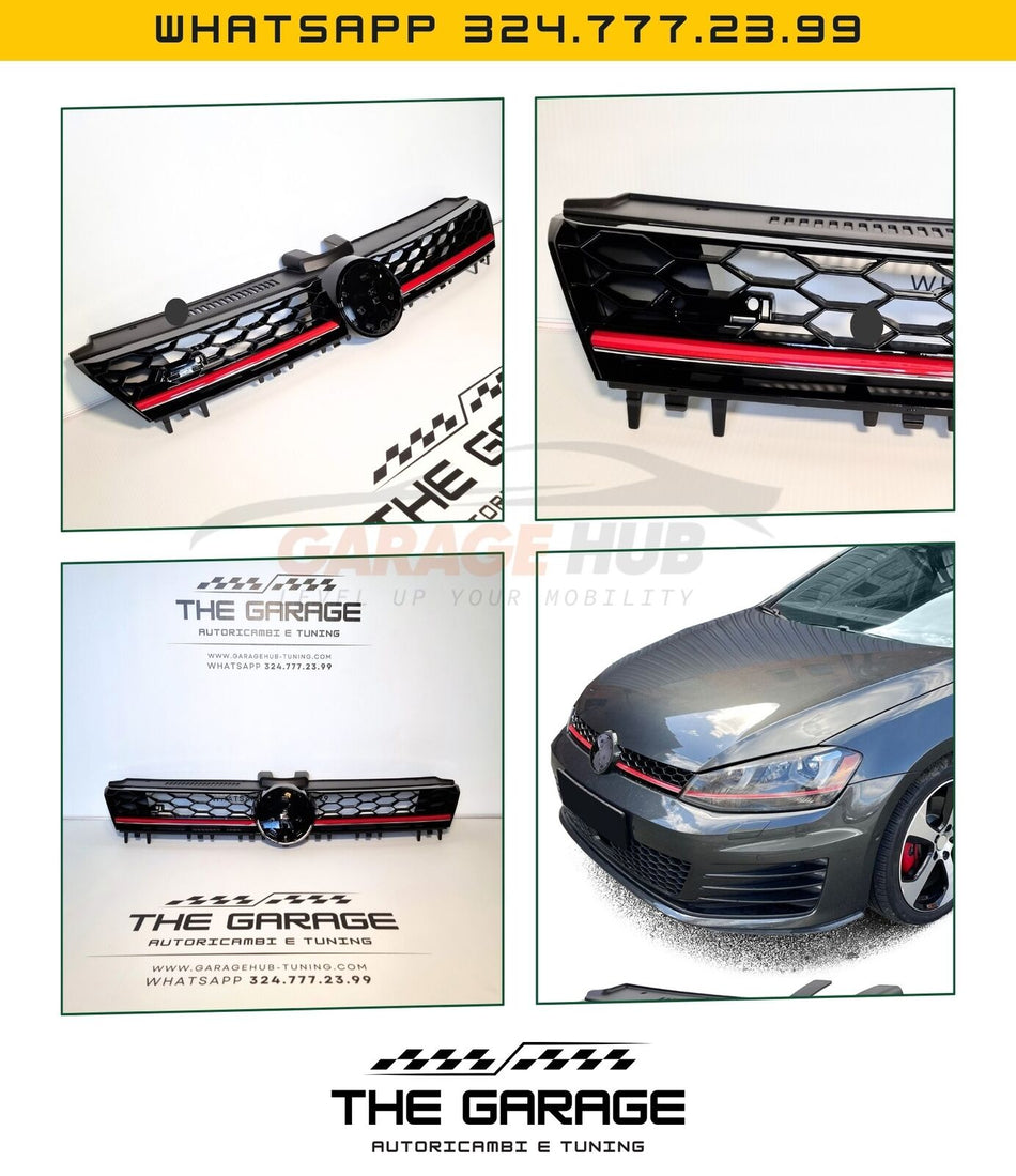 Griglia a NIDO d'APE per GOLF 7 12-17 Mascherina SPORT / Nero con Linea Rossa