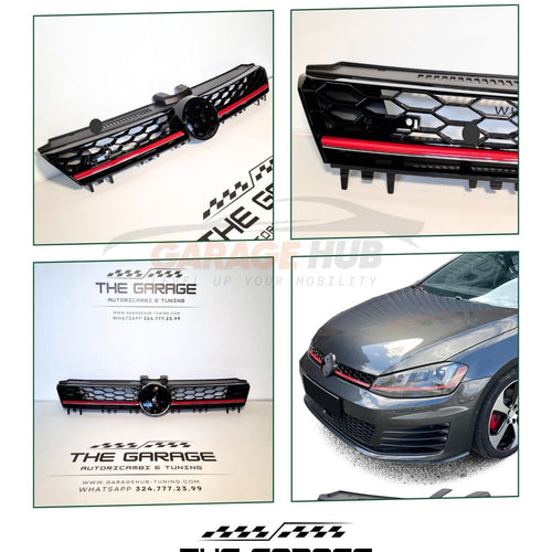 Griglia a NIDO d'APE per GOLF 7 12-17 Mascherina SPORT / Nero con Linea Rossa