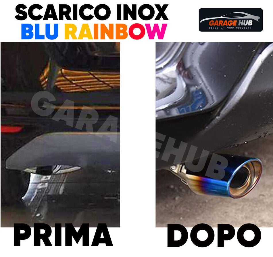 Terminale Inox Marmitta RAINBOW STYLE 85mm Curvo per scarichi fino a 5,8cm