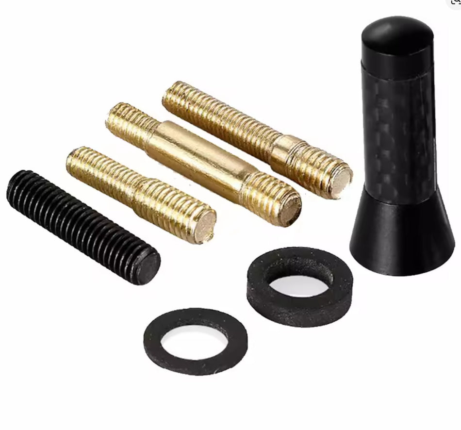 Antenna Estetica per auto Pinna TUNING Nera Carbon-Look Universale + Adattatori