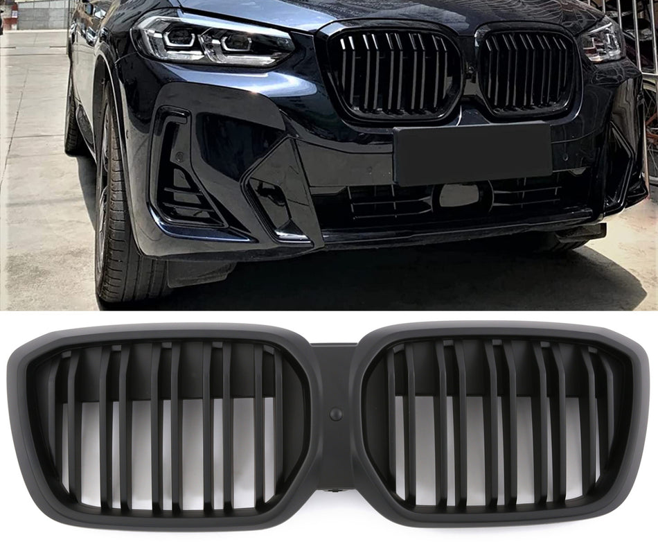 per BMW iX3 G08 LCI GRIGLIA SPORTIVA DOPPIA SPIRALE GRIGLIA NERO OPACO