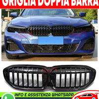 ✔️GRIGLIA ANTERIORE MSPORT 🅱️MW SERIE 3 G20 G21 BMW DOPPIA FASCIA NERO LUCIDO