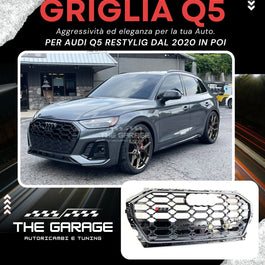 per AUDI Q5 restyling da 2020 -> GRIGLIA a Nido d'Ape "RS LOOK" RSQ5 NERO LUCIDO