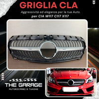 per MERCEDES CLA C117 W117 2016-2019 GRIGLIA SILVER - NERA DIAMANTATA ANTERIORE