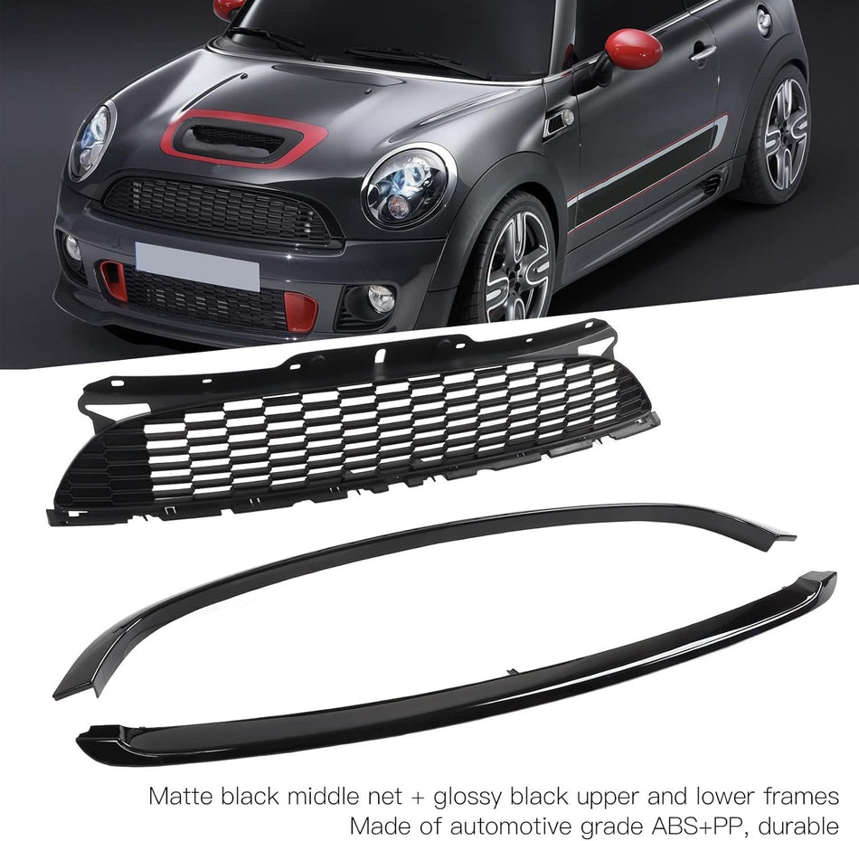 Set 3 pezzi Griglia Nido d'Ape per Mini Cooper R56 R57 R58 R59 (2006-2015) Nero