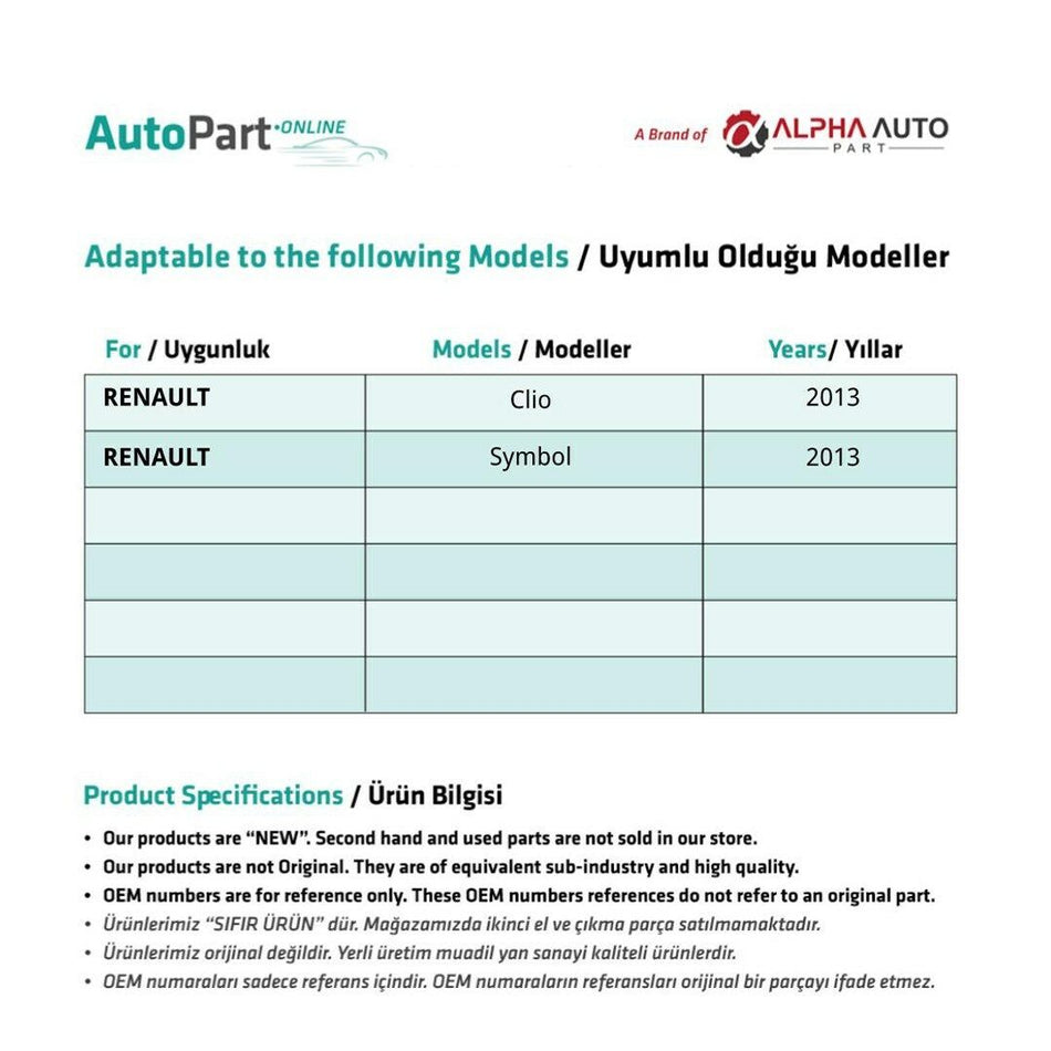 Kit Riparazione Parabrezza Destro-Sinistro Renault Clio/Symbol