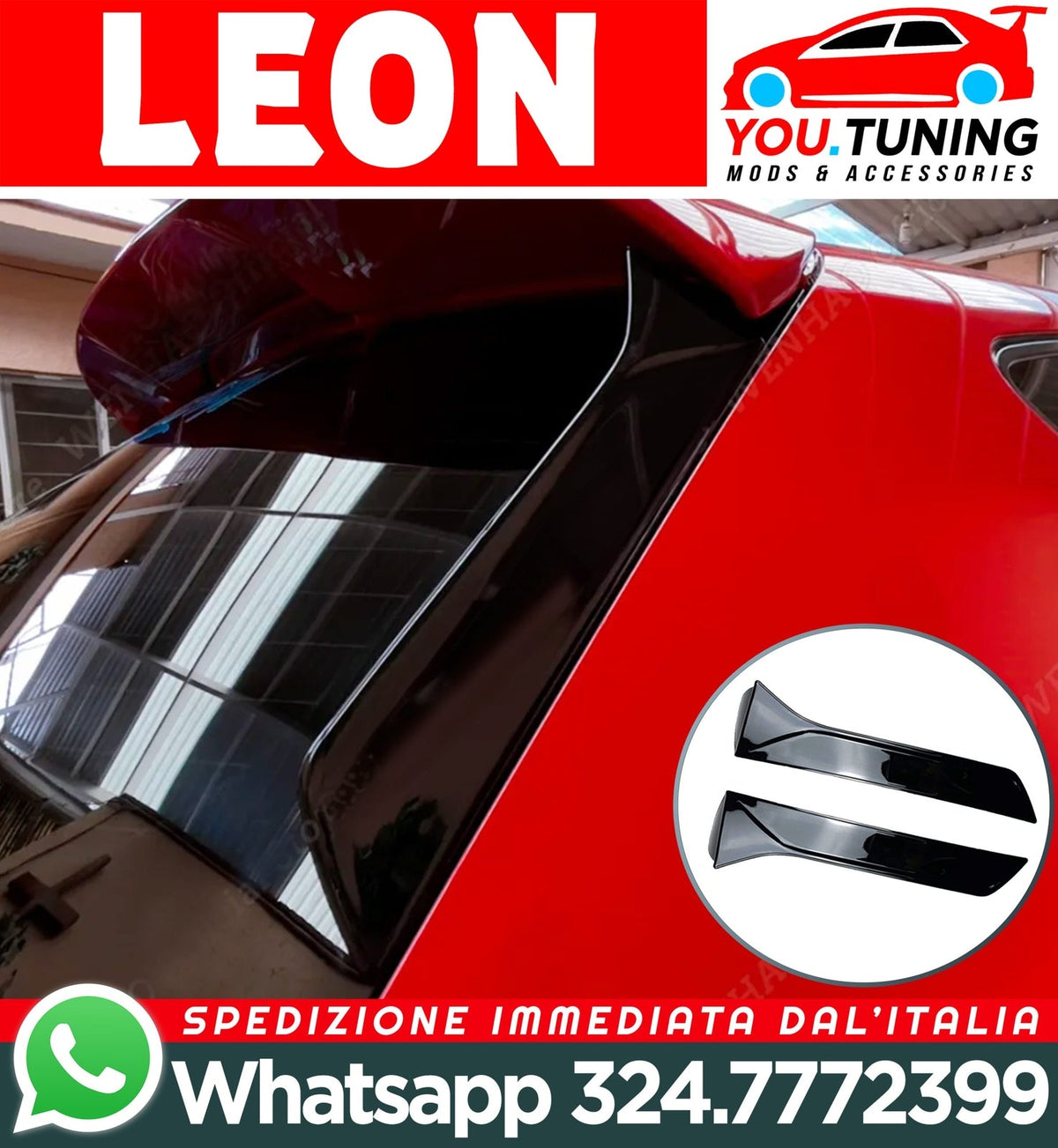 2 PEZZI SPOILER Posteriore Lunotto SPORTIVO per SEAT LEON 5F FR Mk3 MK3.5