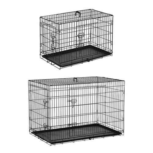 Gabbia per Cani e Gatti Kennel in Acciaio Doppia Apertura Maniglia da Trasporto