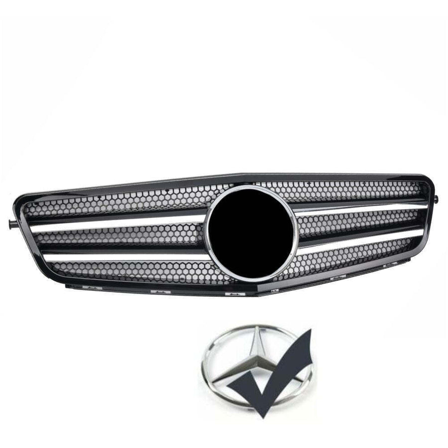 per Mercedes C W204 07-14 Griglia Radiatore Nero Cromato Look AMG
