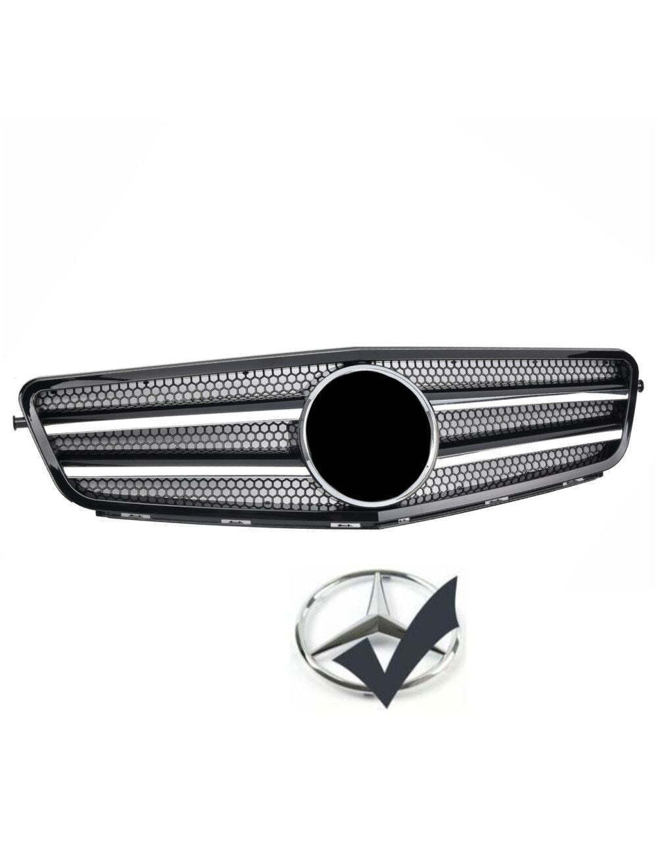 per Mercedes C W204 07-14 Griglia Radiatore Nero Cromato Look AMG
