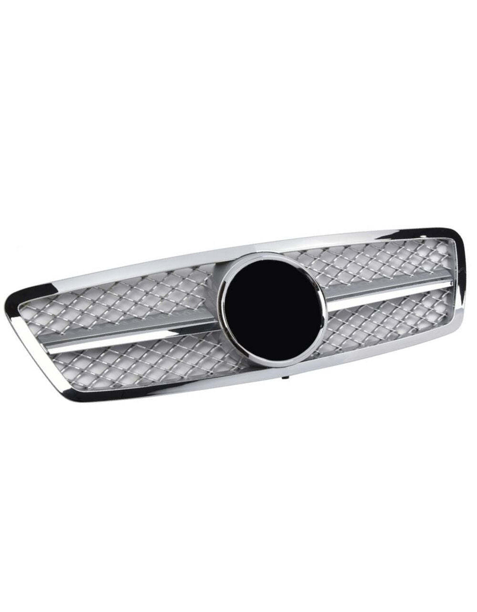 per Mercedes C W203 00-07 Griglia Radiatore Nero Argento Look AMG