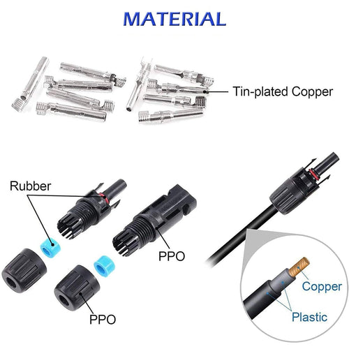20 Connettori (10 Coppie) 30A Maschio Femmina Pannelli Solari Fotovoltaici - TOP
