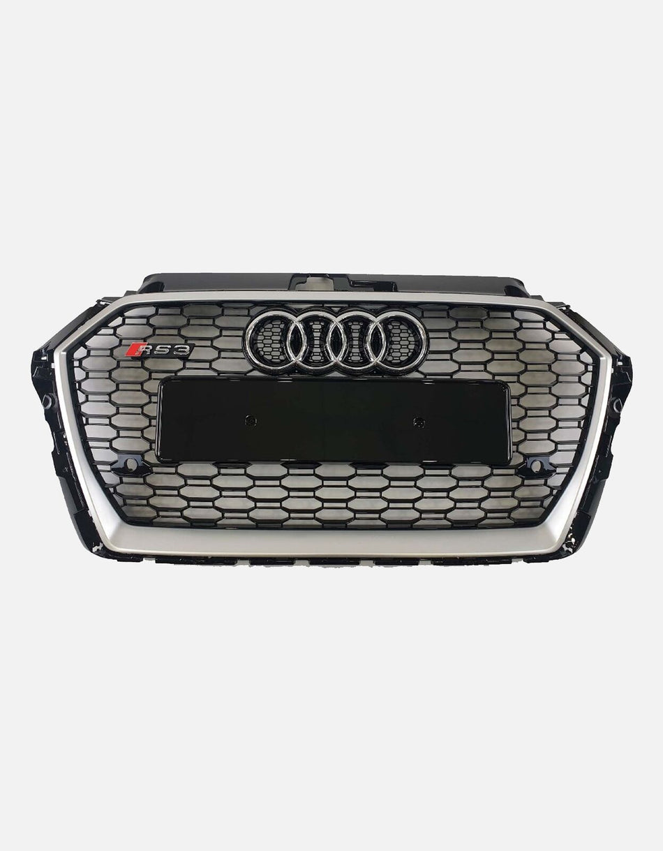 per AUDI A3 8V 2016-2020 Griglia RS3 Look Quattro Nero Cromato