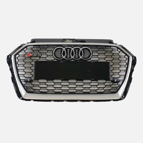 per AUDI A3 8V 2016-2020 Griglia RS3 Look Quattro Nero Cromato